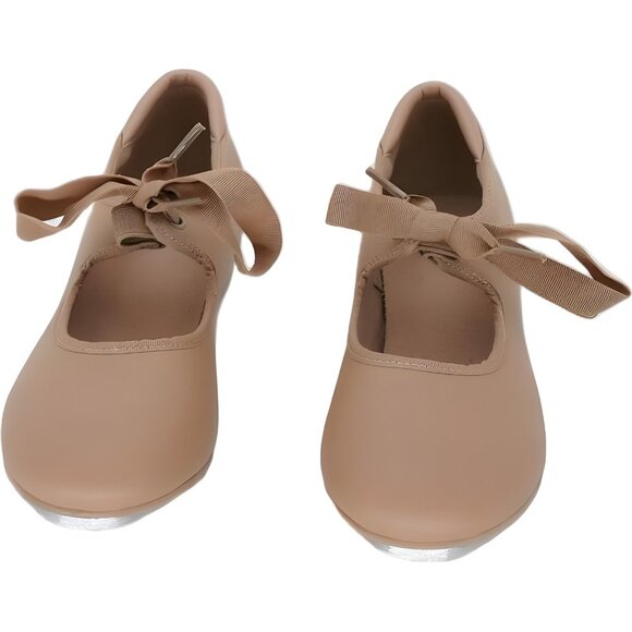 Linodes Ribbon Tie Tap Shoes Tan Girls US 3 - Picture 5 of 6